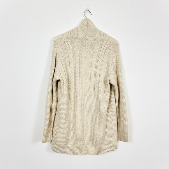 Abercrombie & Fitch Cream Open-Front Long Cable Knit Sweater - Picture 2 of 5
